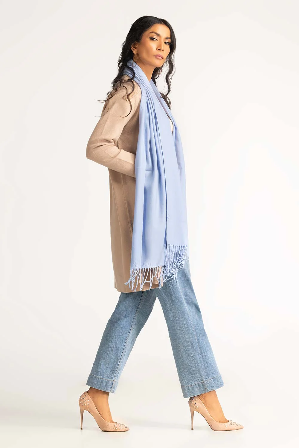 Light Blue Poly Viscose Scarf - Image 3