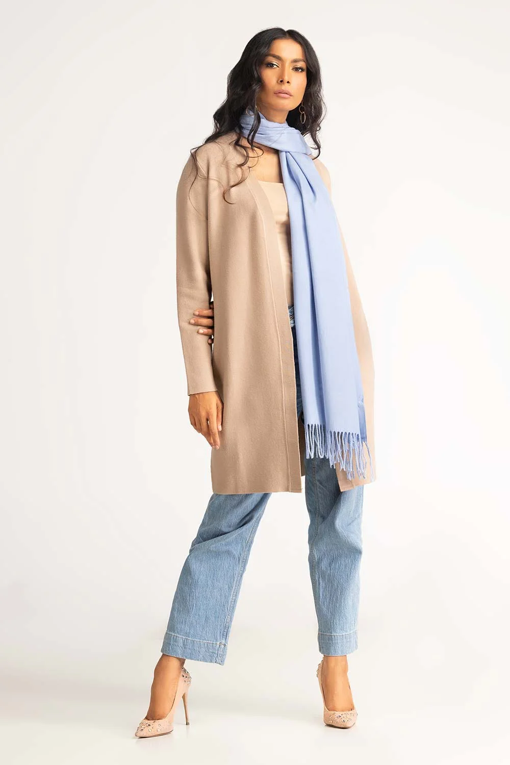 Light Blue Poly Viscose Scarf - Image 4
