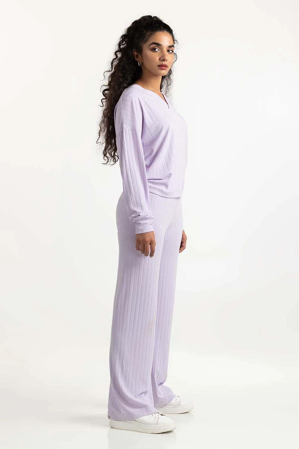 Lilac Loose Fit V-Neck Top - Image 5