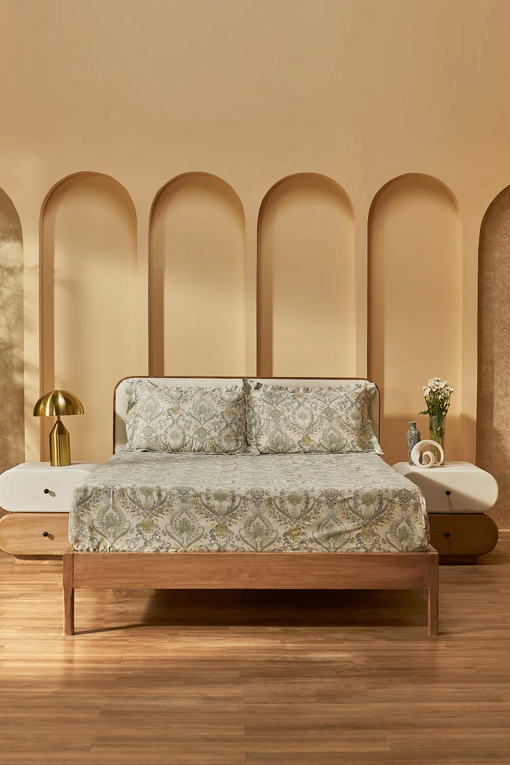 Indus Valley Cotton Lumiere Damask Bed Sheet Set