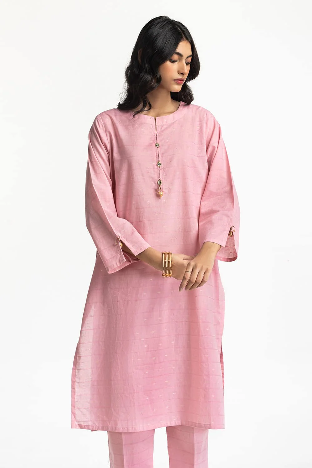 Lurex Jacquard Embellished Shirt And Trouser - Image 3