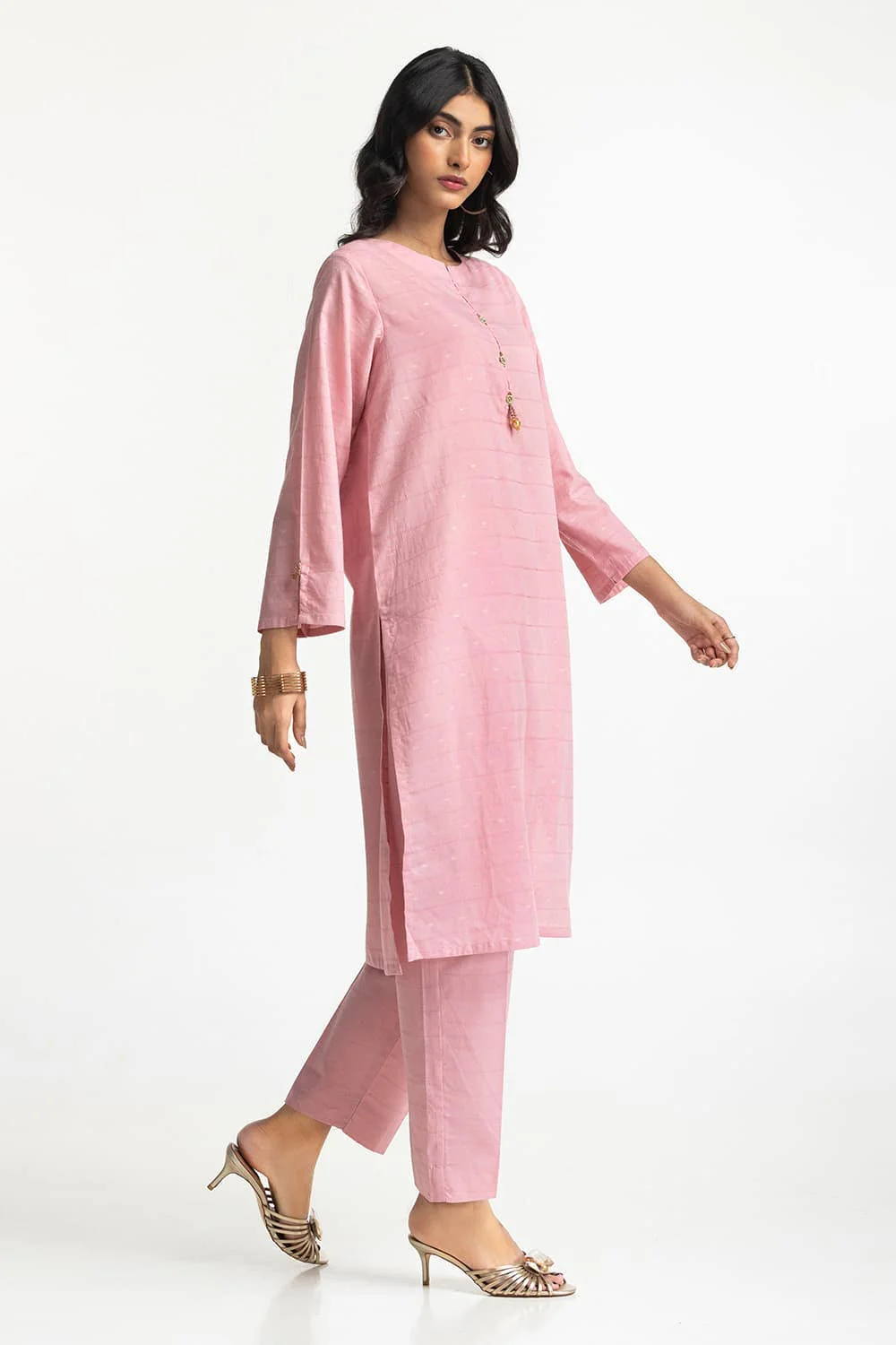 Lurex Jacquard Embellished Shirt And Trouser - Image 4