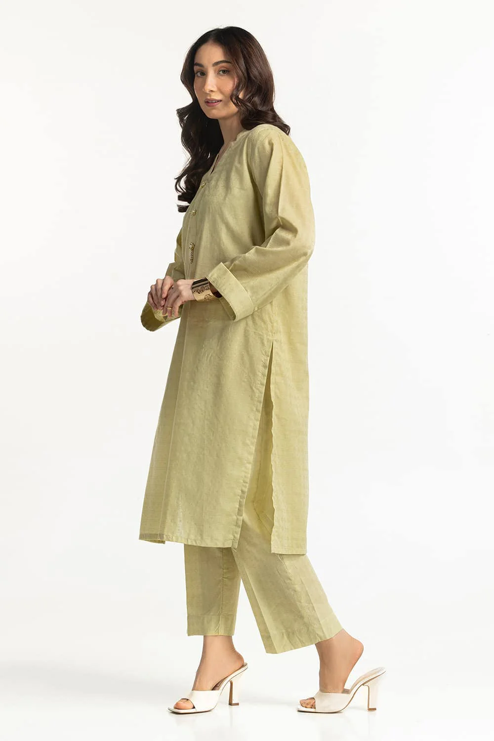 Lurex Jacquard Embellished Shirt And Trouser - Image 4