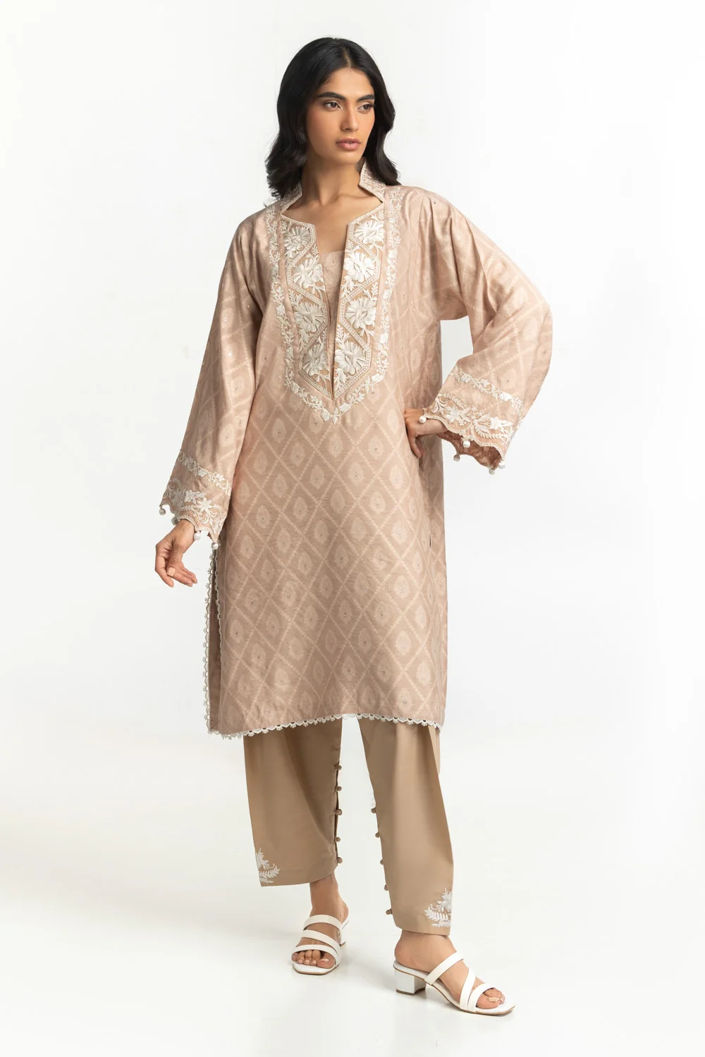 Lurex Jacquard Embroidered Shirt And Trouser - Image 2