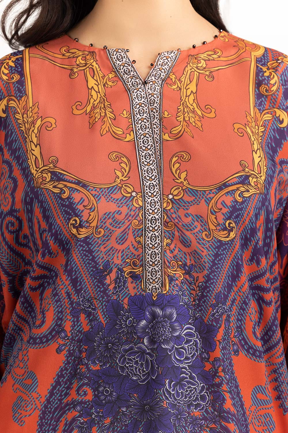Luxury Pret Digital Printed Embelished Shirt - Image 4