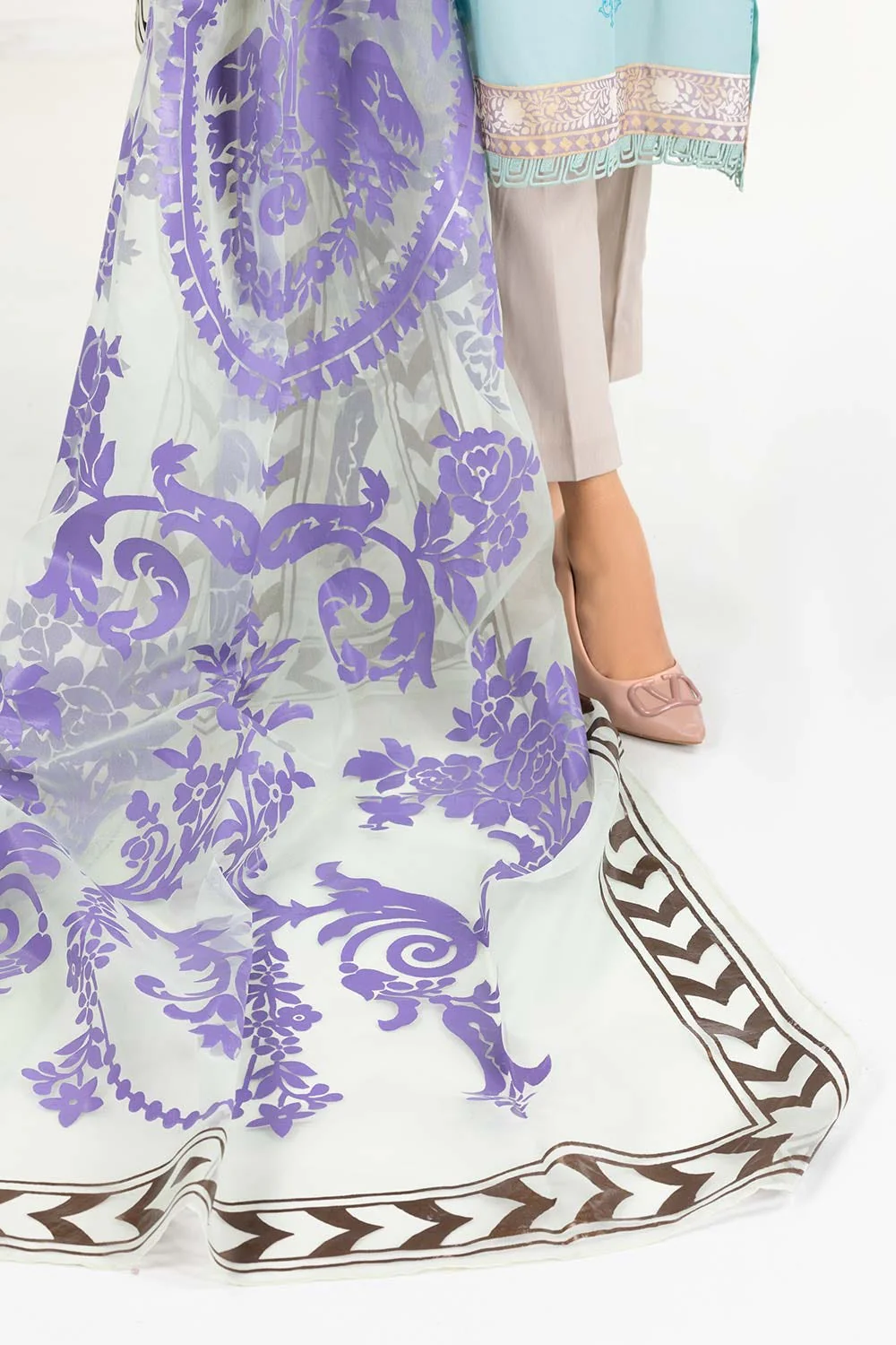 Luxury Pret Printed Poly Crepe Embelished Kurti - Image 4