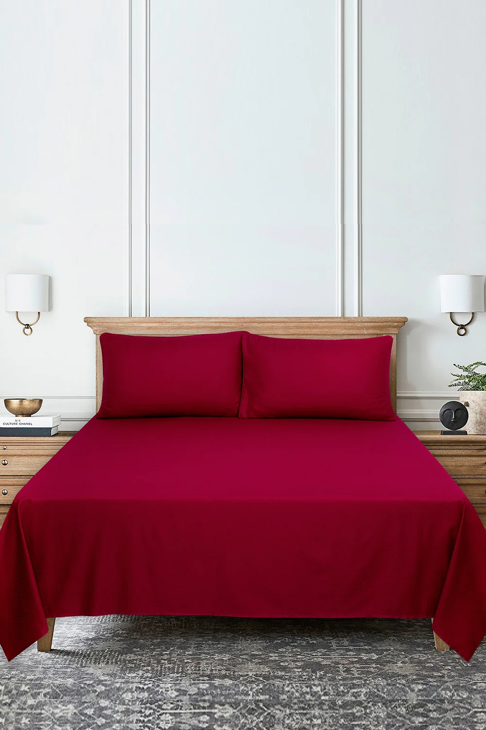 Maroon Cube T-225 Bed Sheet Set - Image 5