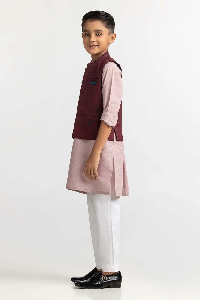 Maroon Embroidered Waist Coat KWC-PD23-009 - Image 4