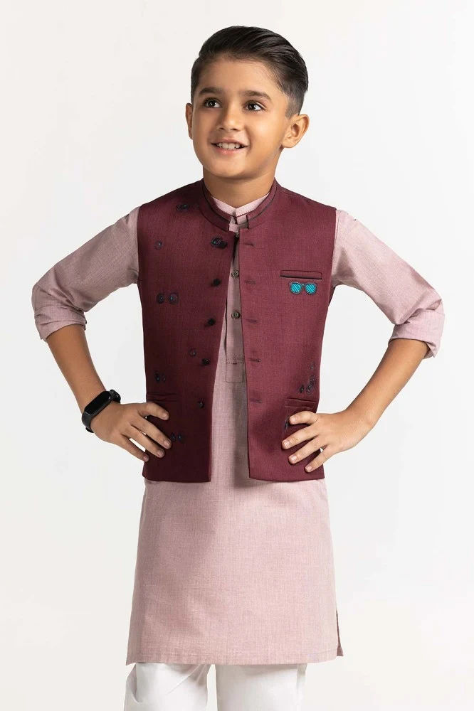 Maroon Embroidered Waist Coat KWC-PD23-009 - Image 6