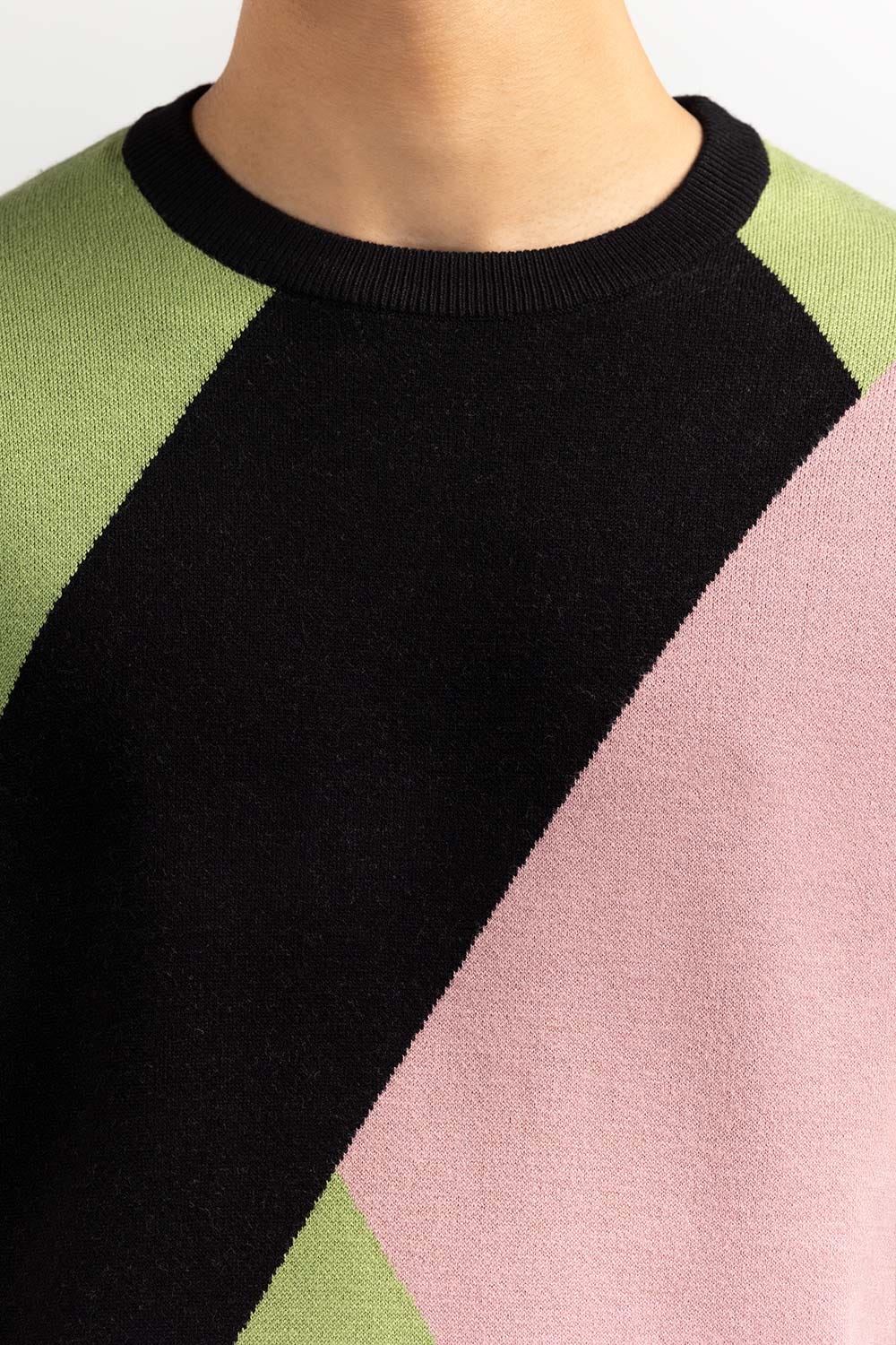 Multi Color Block Crew Neck Sweater