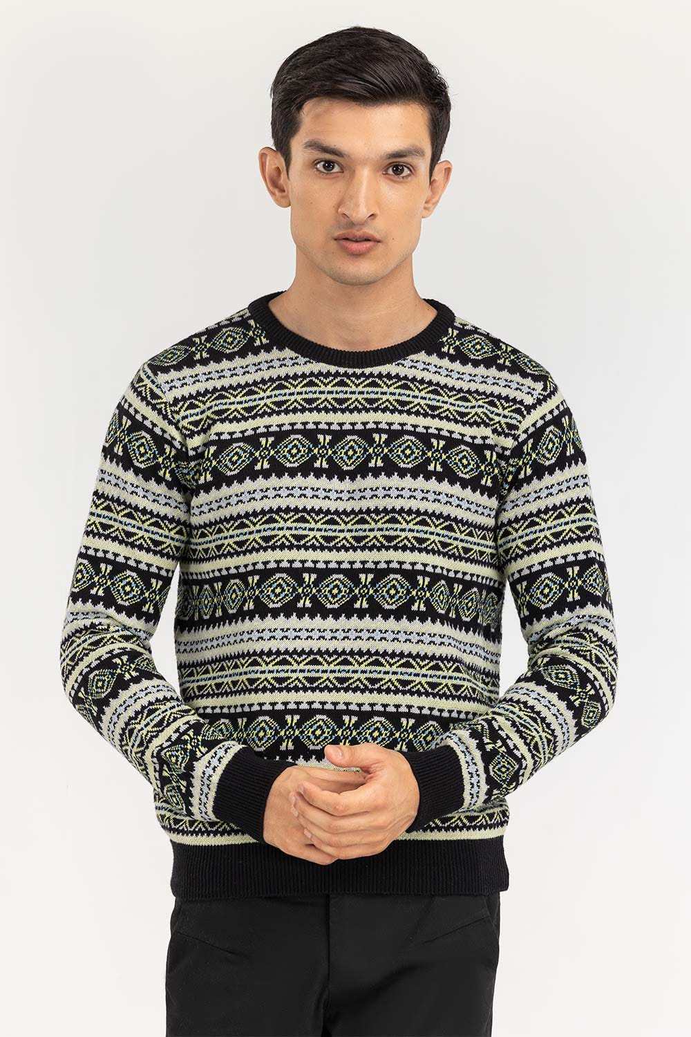 Multi Color Navajo Crew Neck Sweater - Image 2
