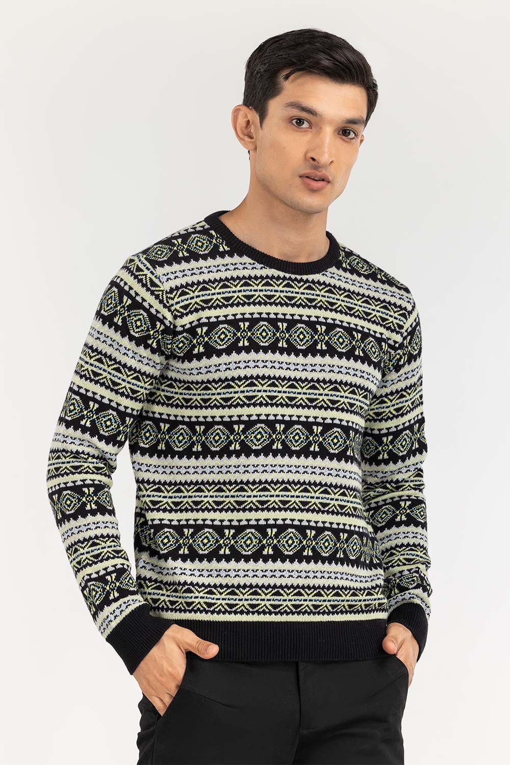Multi Color Navajo Crew Neck Sweater - Image 3