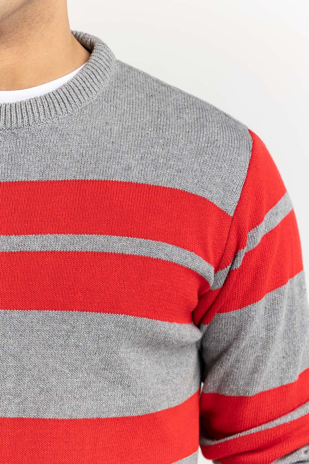 Multi Color Striped Crew Neck Sweater
