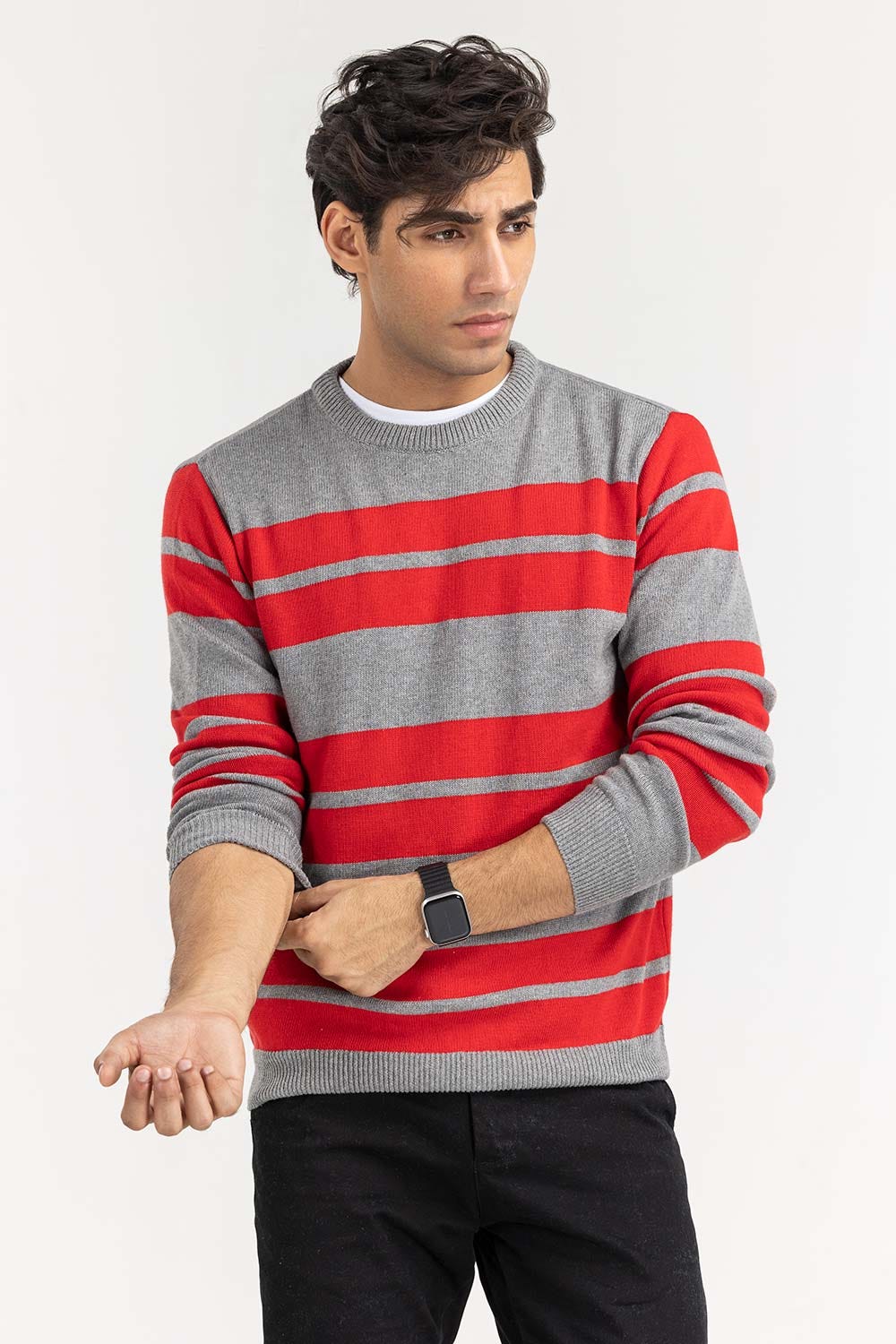 Multi Color Striped Crew Neck Sweater - Image 2