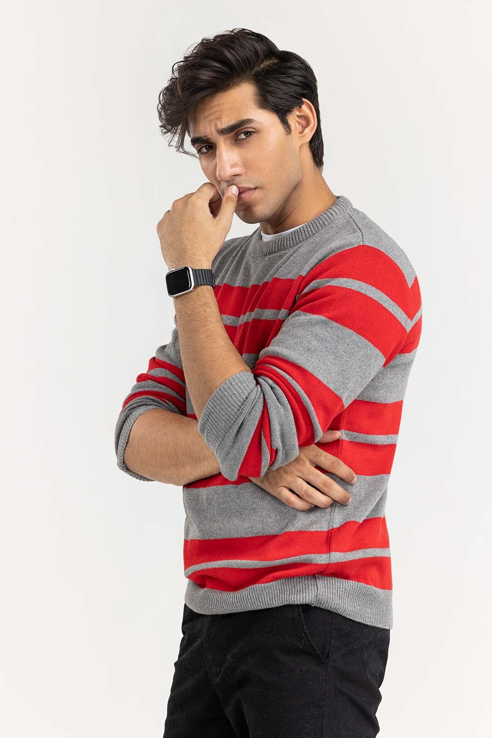 Multi Color Striped Crew Neck Sweater - Image 3