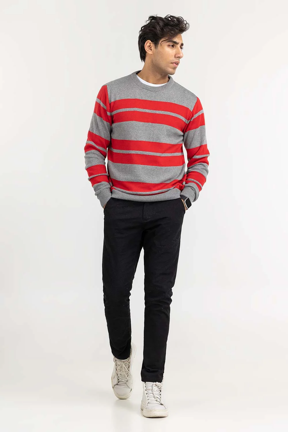 Multi Color Striped Crew Neck Sweater - Image 4