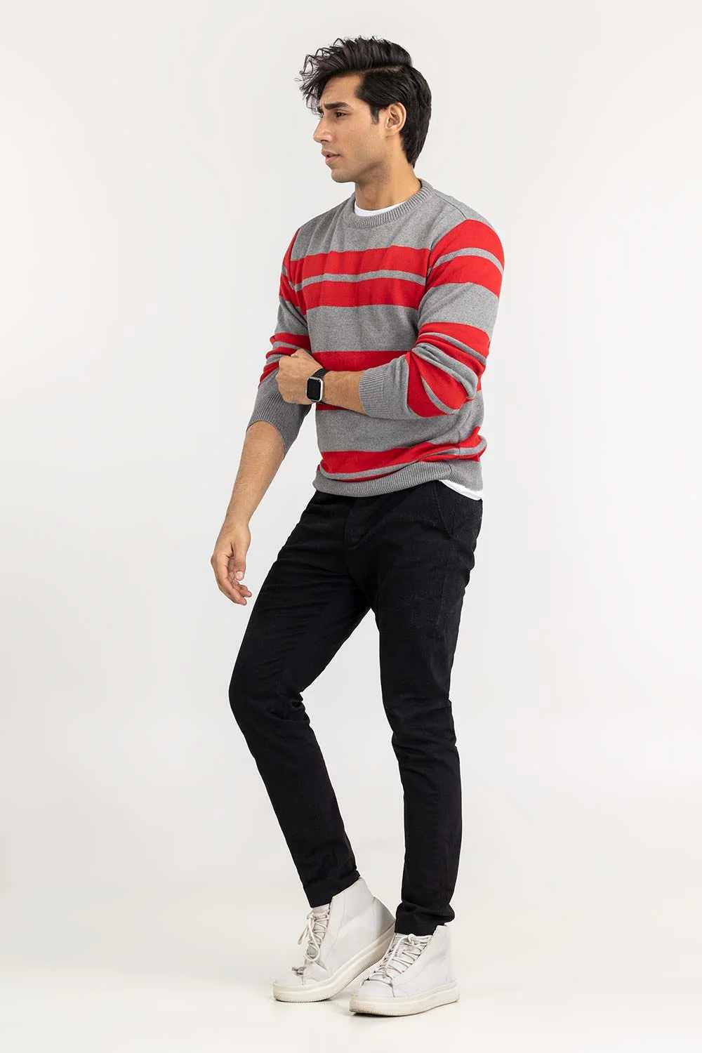 Multi Color Striped Crew Neck Sweater - Image 5
