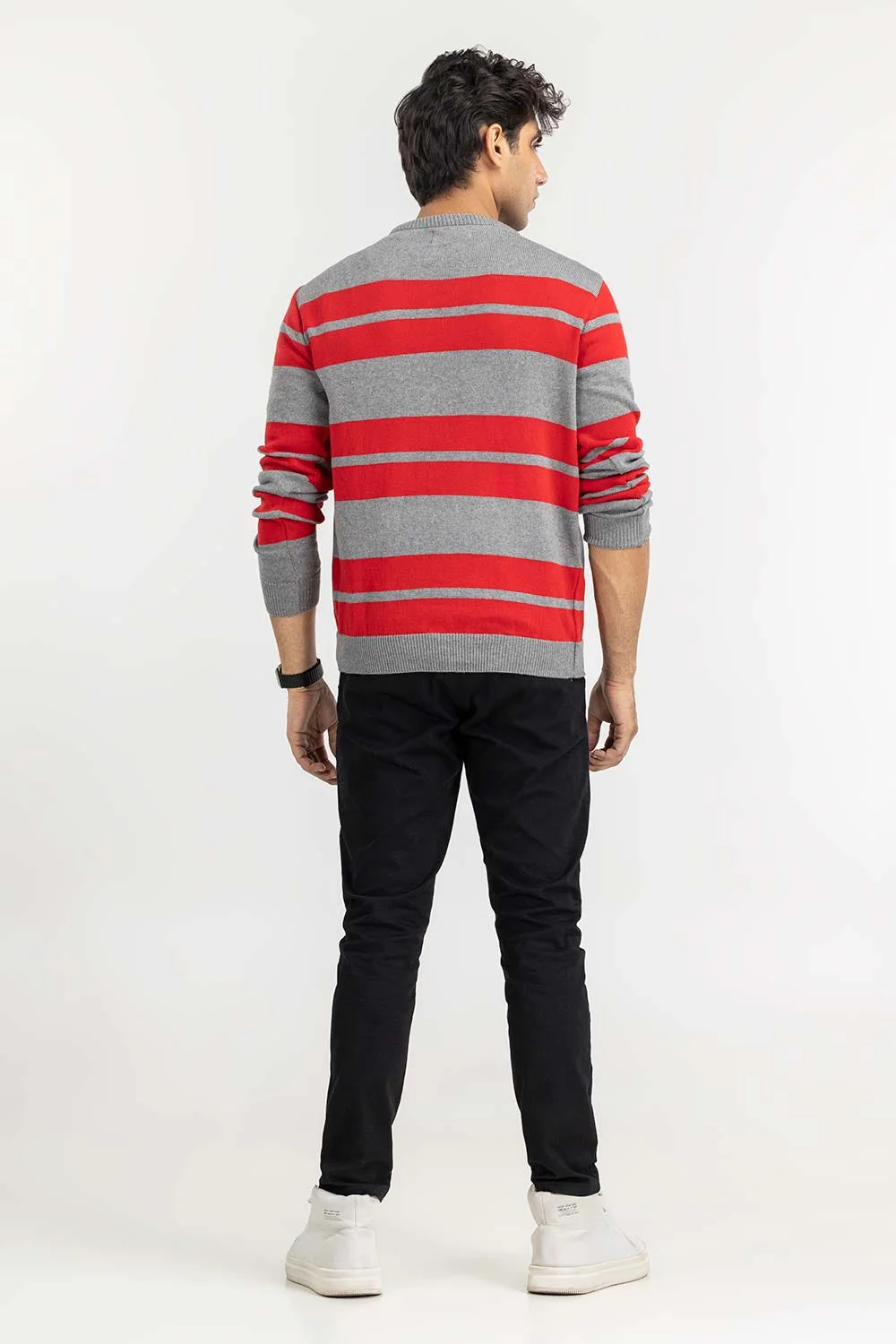 Multi Color Striped Crew Neck Sweater - Image 6