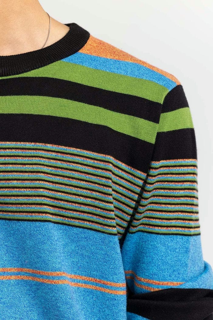 Multi Color Striped Crew Neck Sweater