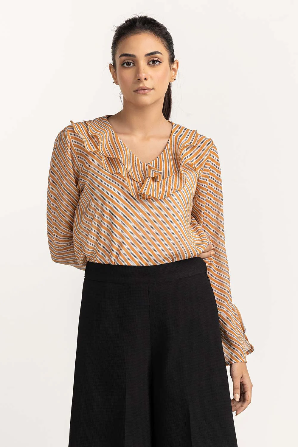 Mustard Woven Blouse - Image 6