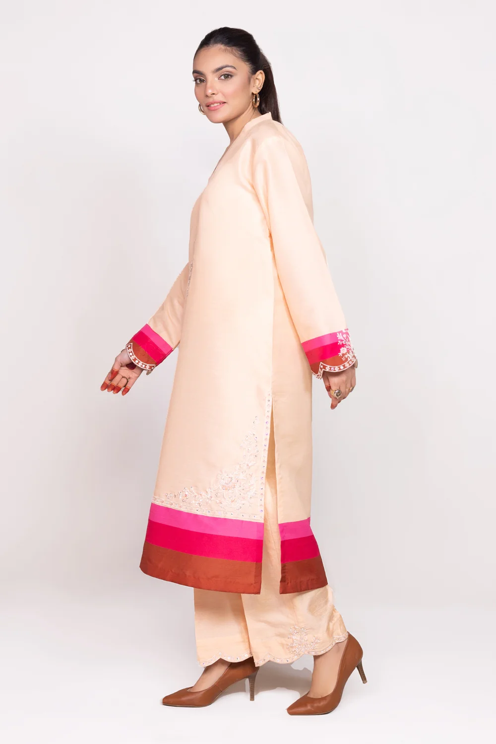 Needle Craft raw-silk Printed Embroidered Shirt - Image 5