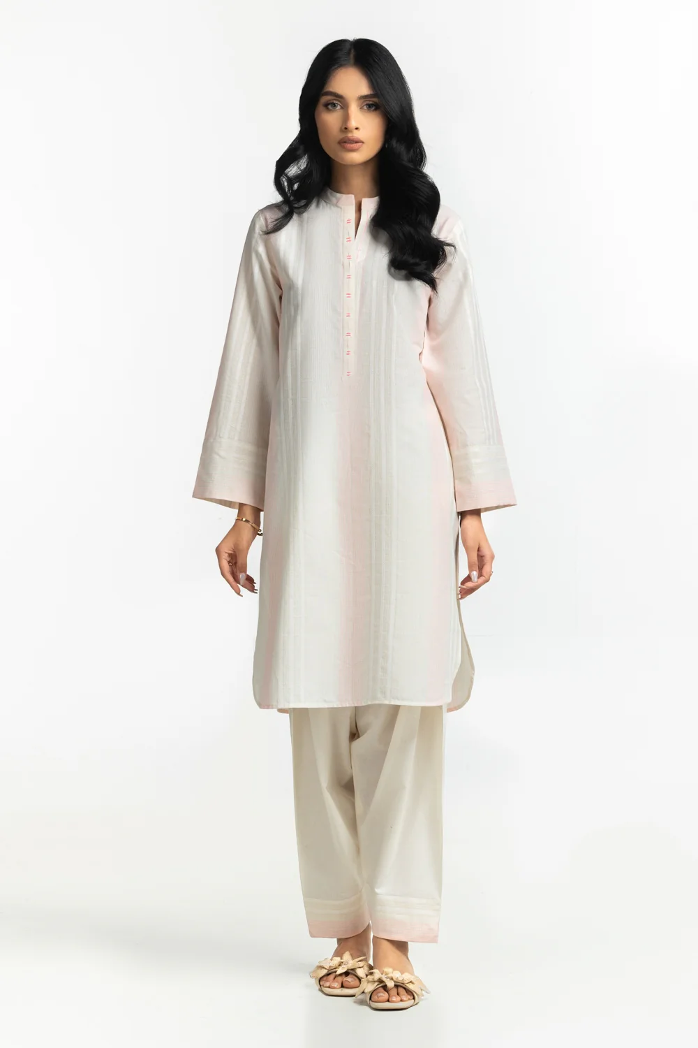 Neon Jacquard Embroidered Shirt And Shalwar - Image 3