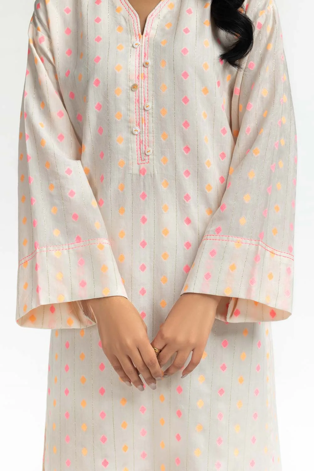Neon Jacquard Embroidered Shirt And Trouser - Image 3