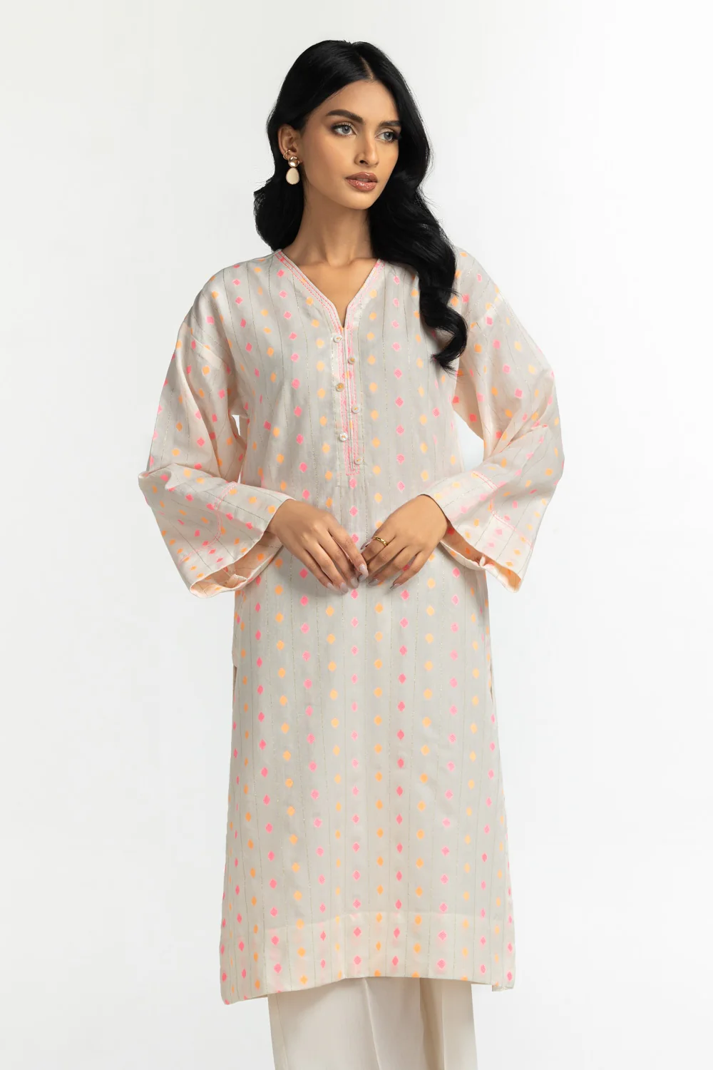 Neon Jacquard Embroidered Shirt And Trouser - Image 4