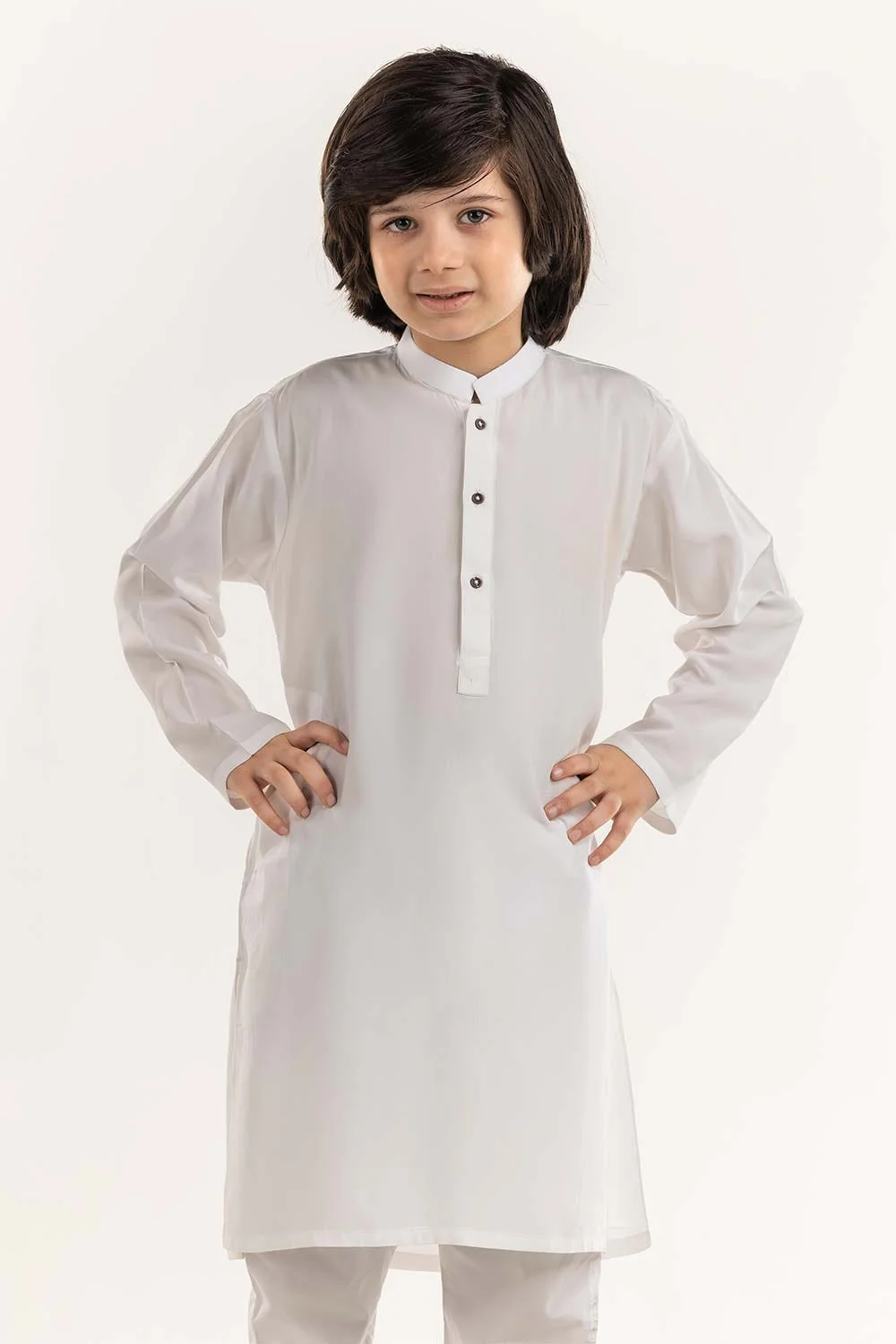 Off White Basic Embroidered Kurta KR-KPLN22-056 - Image 2