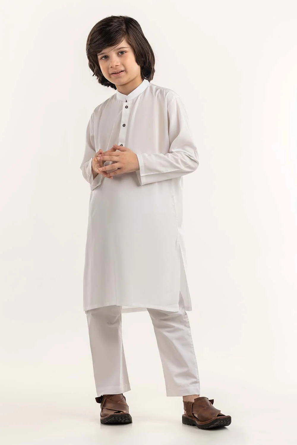 Off White Basic Embroidered Kurta KR-KPLN22-056 - Image 5