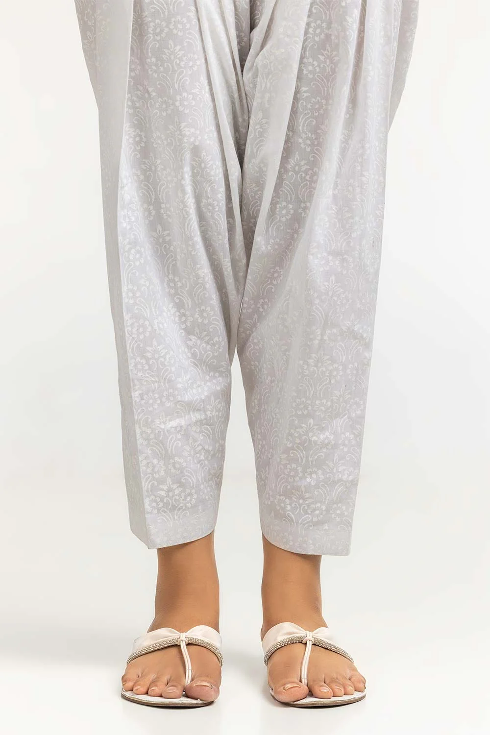 Off-White Dyed Cambric Screen Print Shalwar