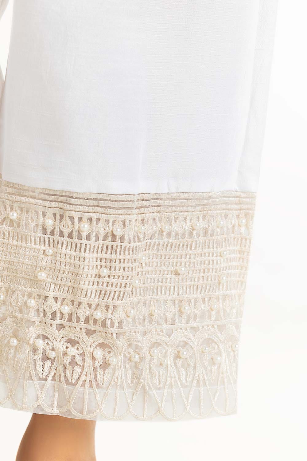 Off White Dyed Raw Silk Embroidered Trousers - Image 3