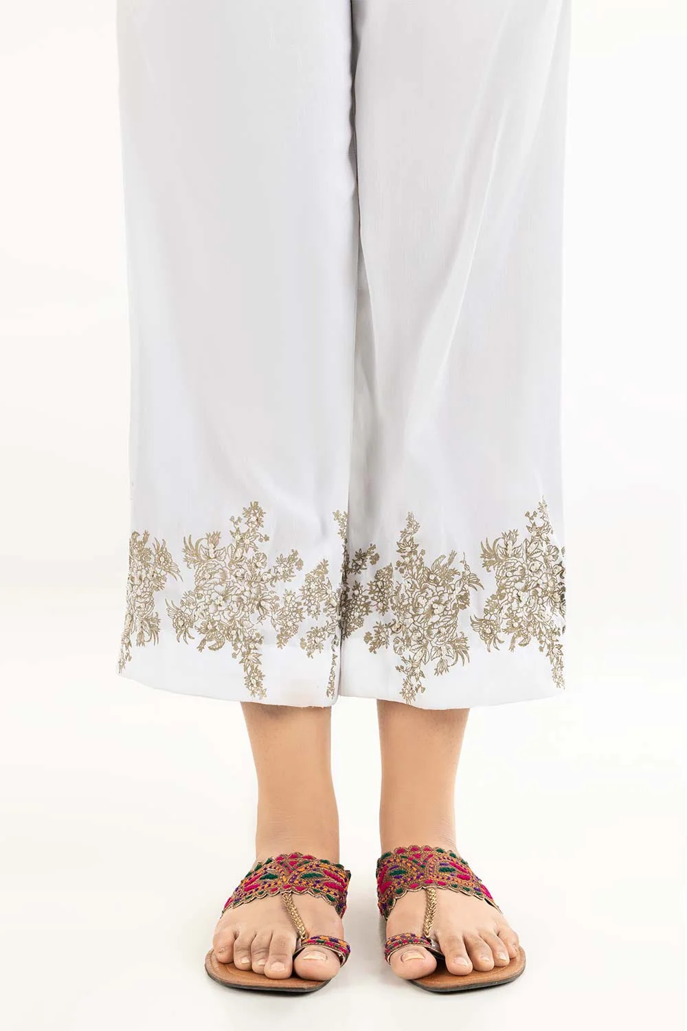 Off White Raw Silk Screen Printed Trousers - Image 2