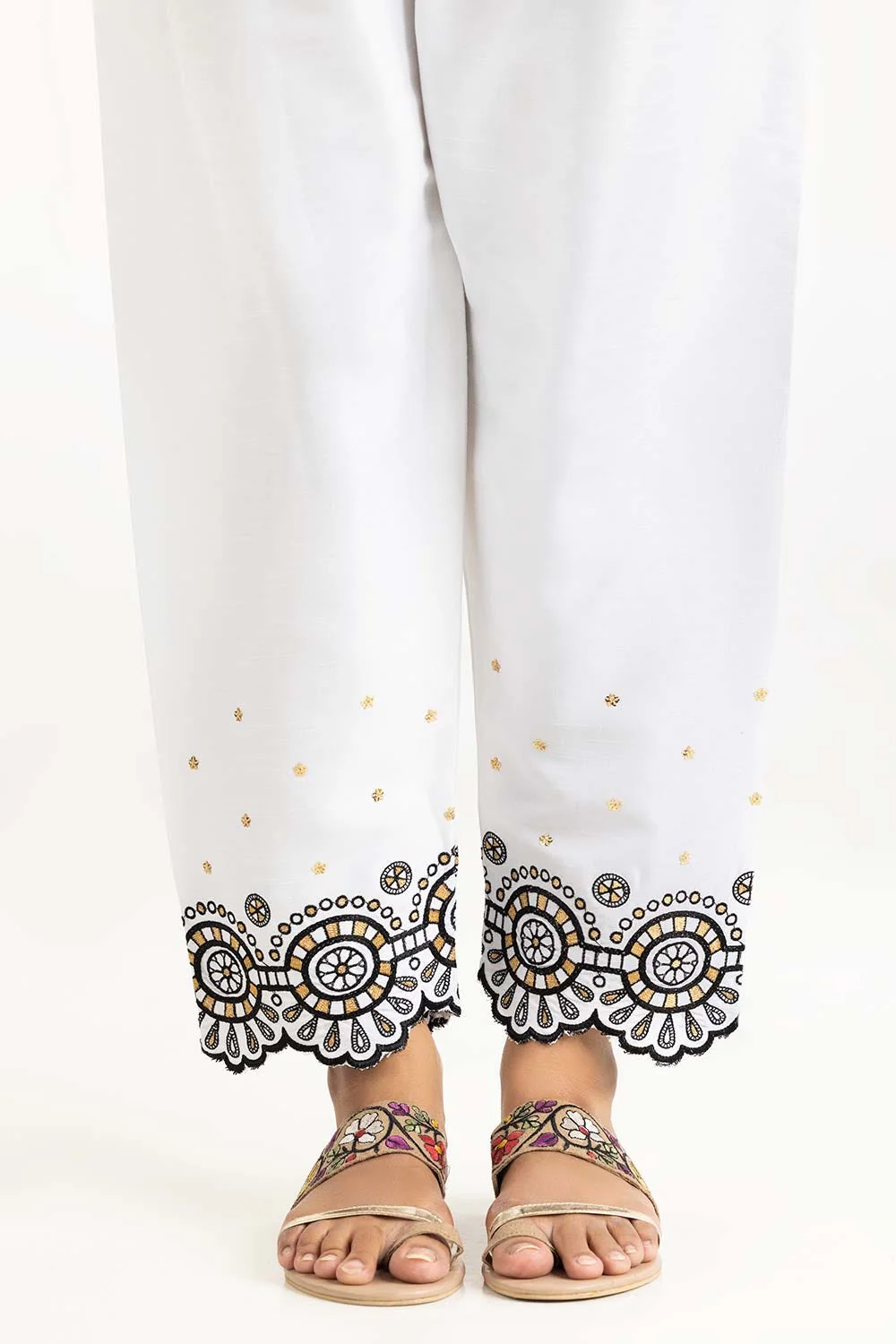 Off-White Rawsilk Embroidered Trousers - Image 2