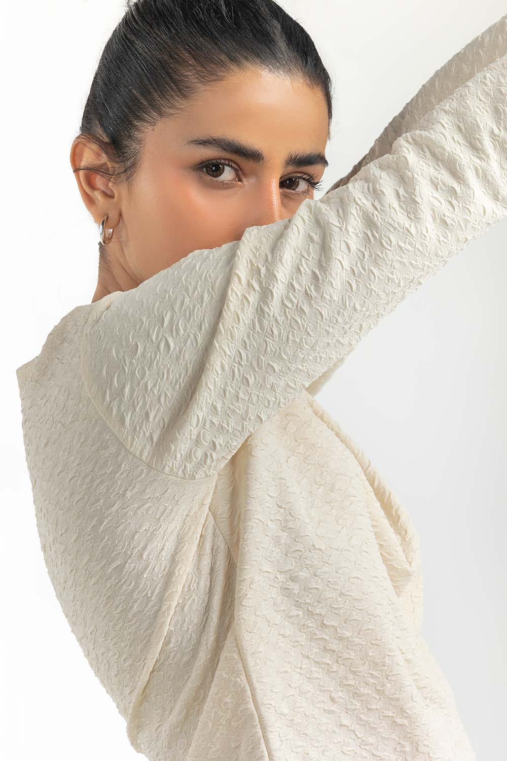 Off White Round Neck Top - Image 3