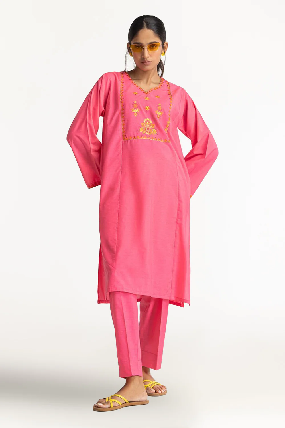 Paper Cotton Embroidered Co-Ord Set