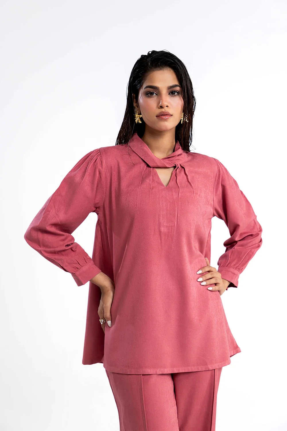 Peach Wool Dyed Co-Ord Set - Image 3