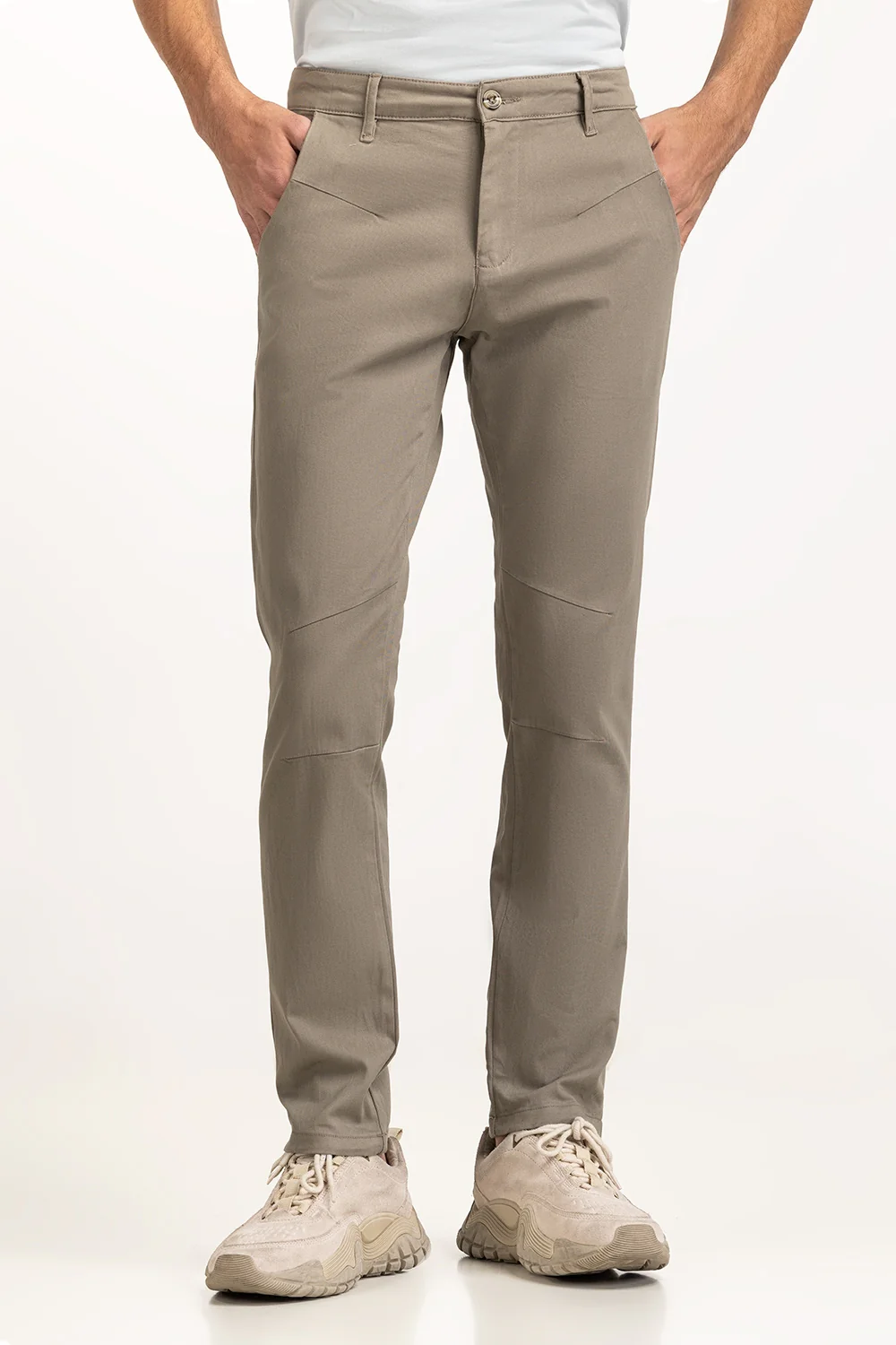 Plain Dyed Khaki Pants