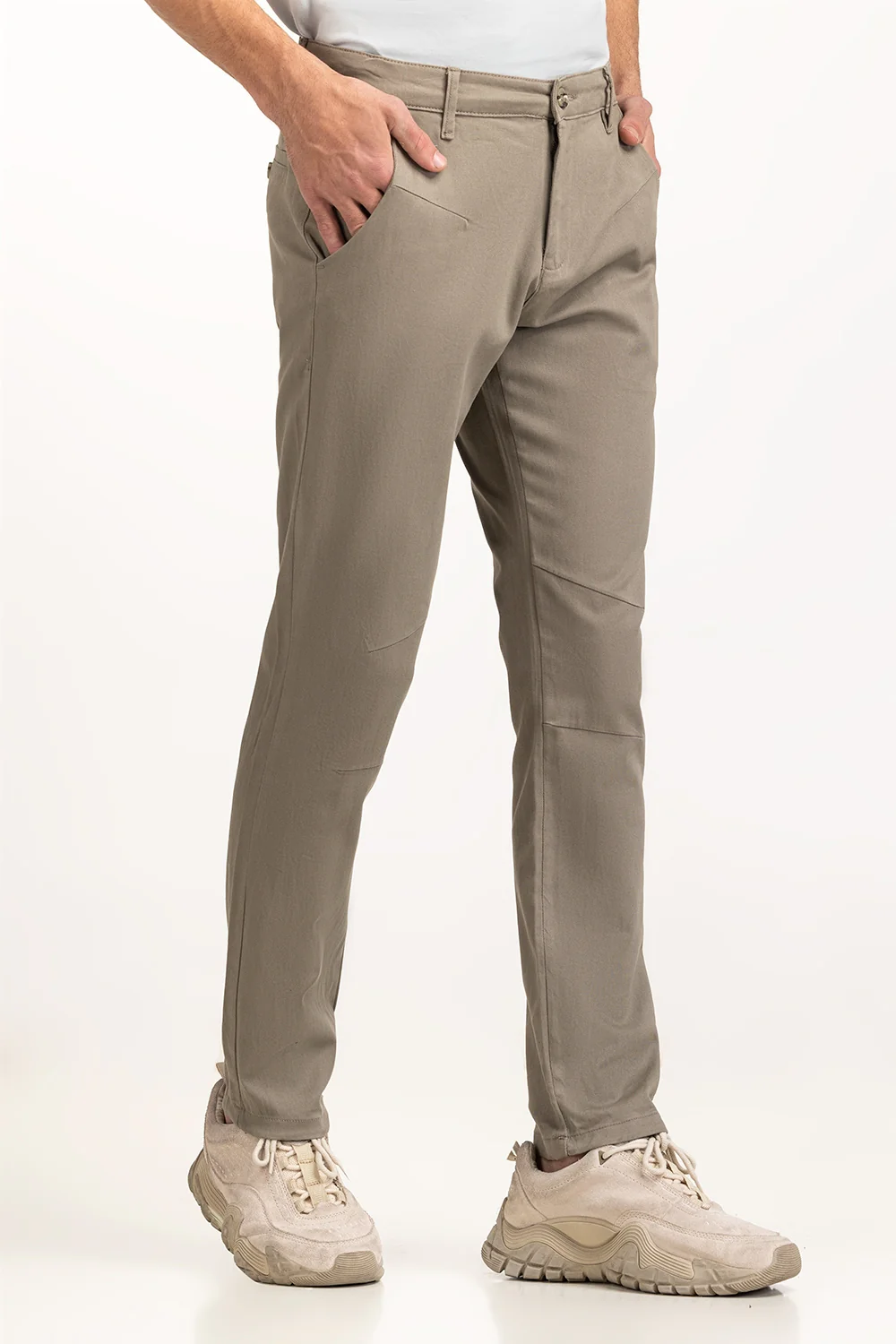 Plain Dyed Khaki Pants - Image 2
