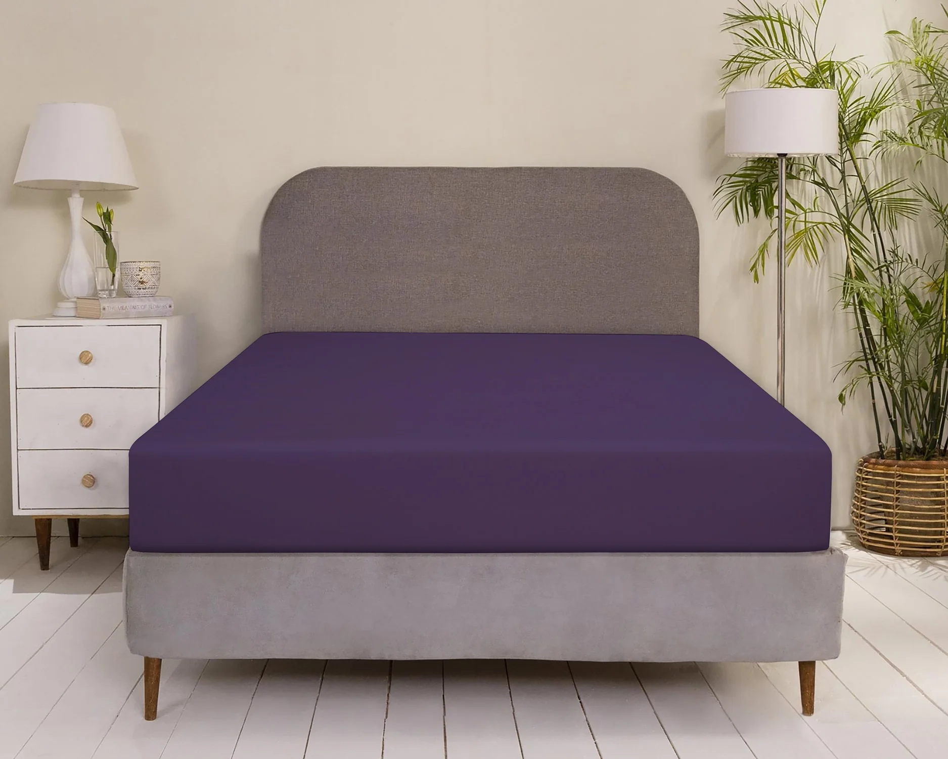Plum Purple Dyed Fitted Sheet - Image 2