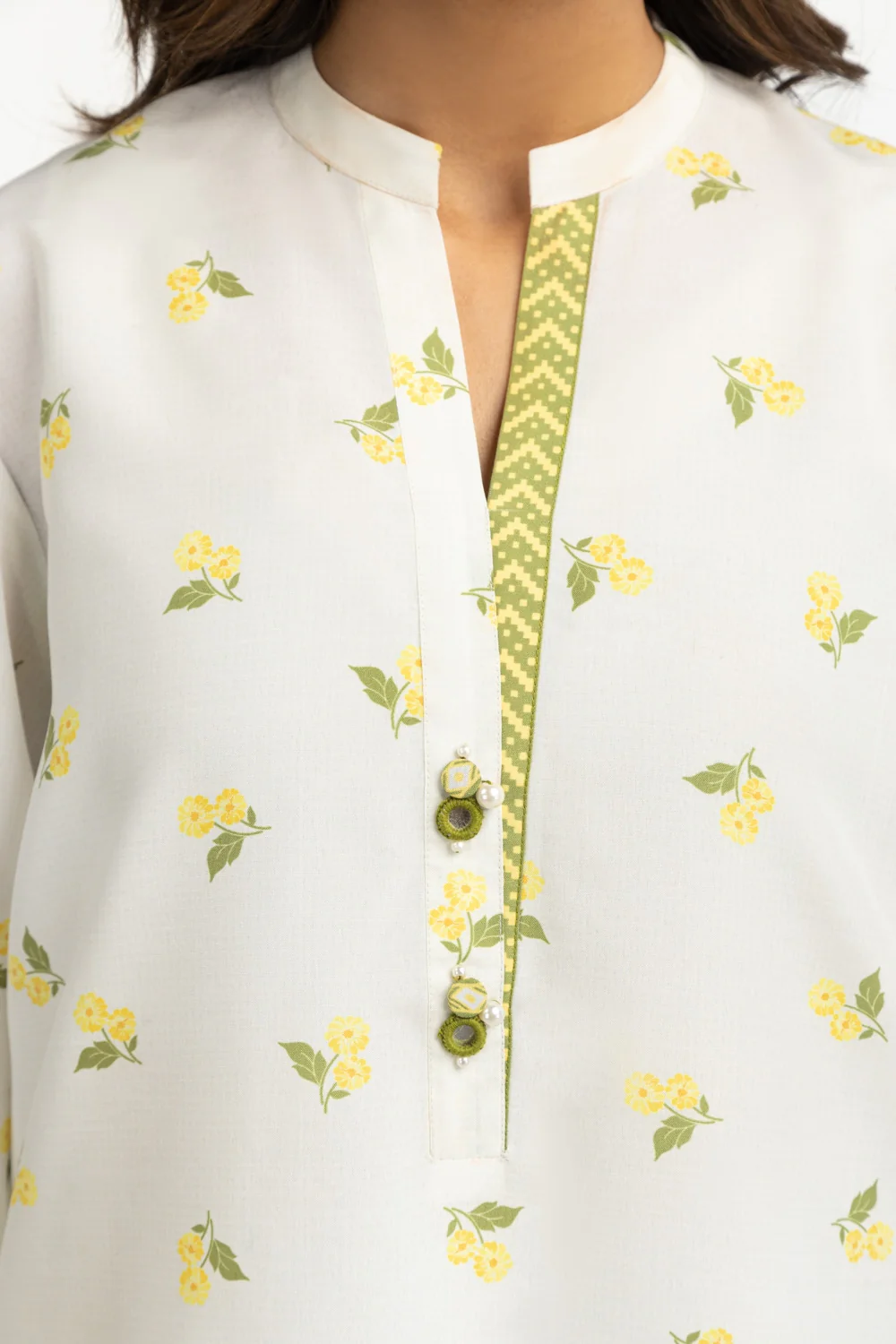 Poly Cambric Printed With Embroidered Co-Ord Set - Image 2