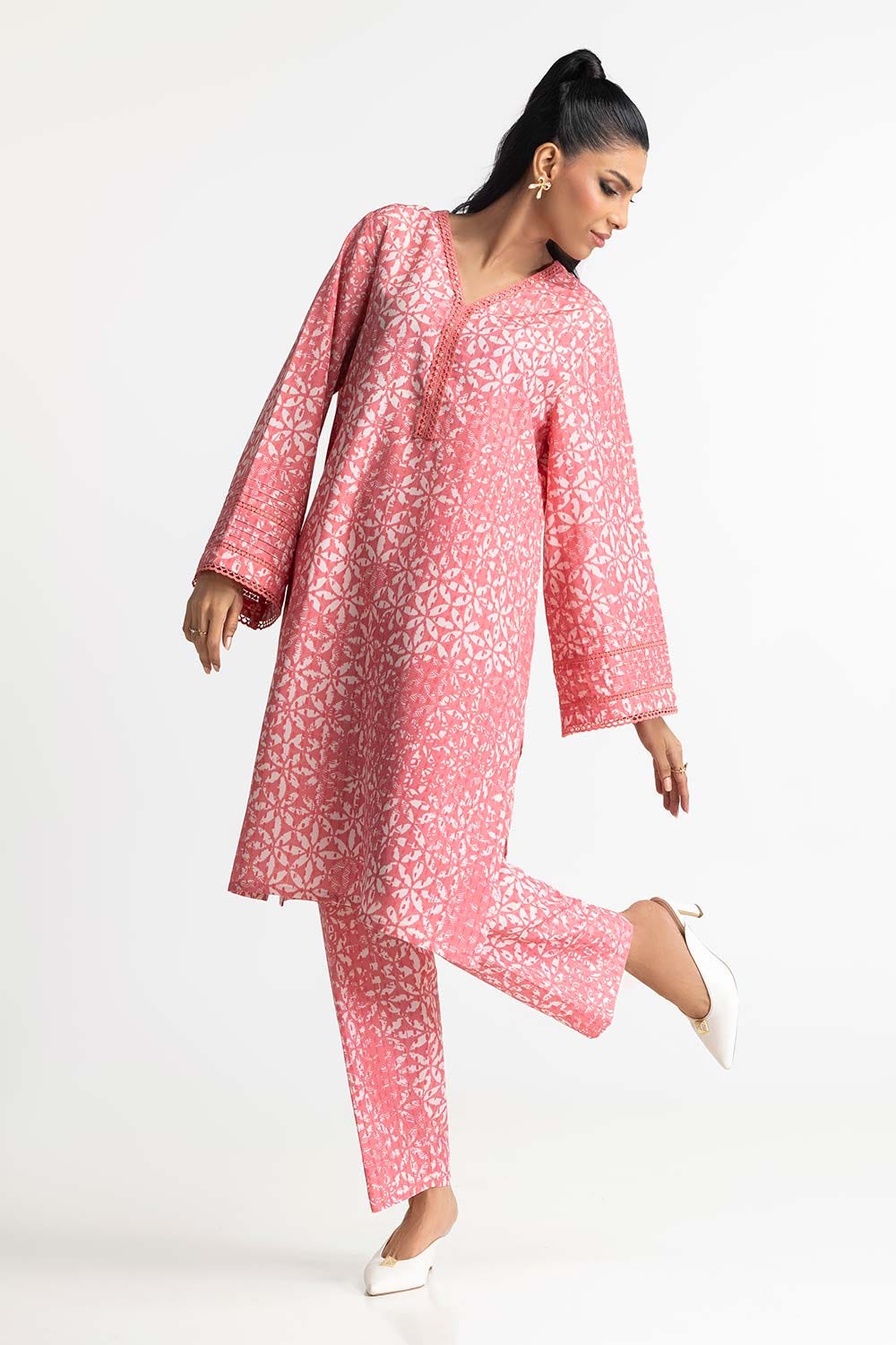 Poly Raw Slub Printed Co-Ord Set - Image 4