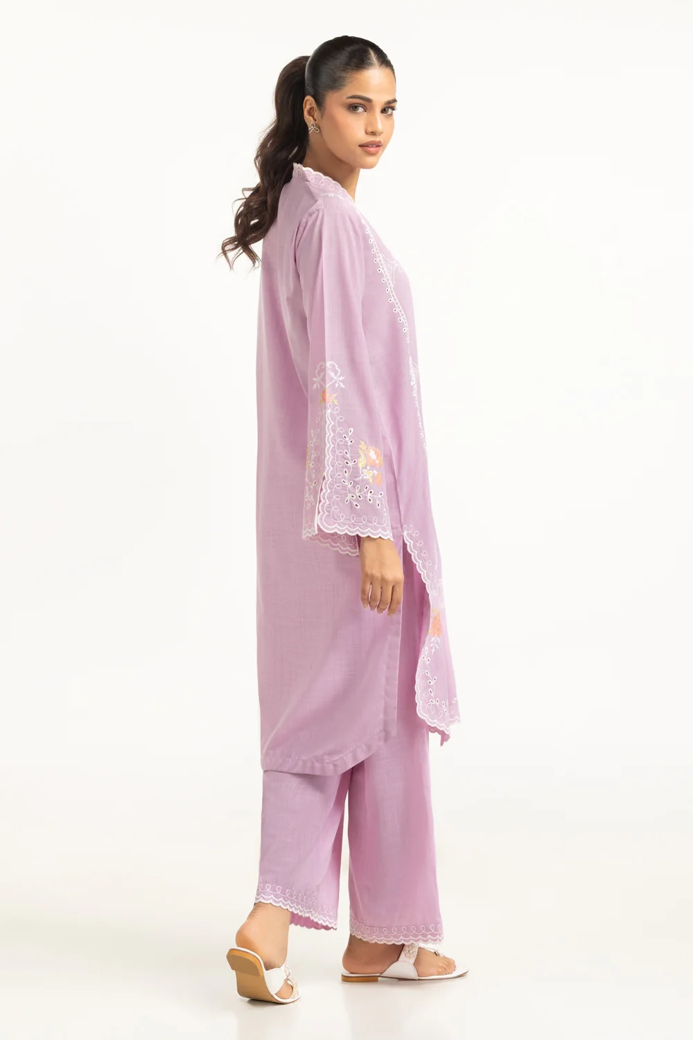 Poly Slub Embroidered Co-Ord Set - Image 3