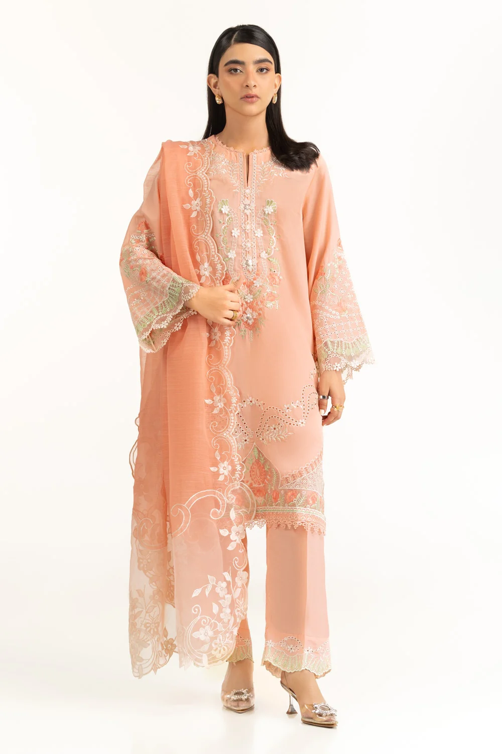 Poly Slub Embroidered Dupatta