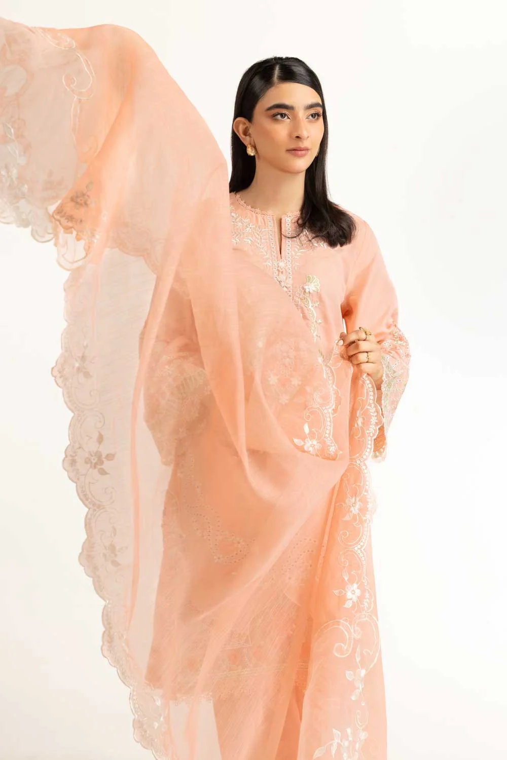 Poly Slub Embroidered Dupatta - Image 2