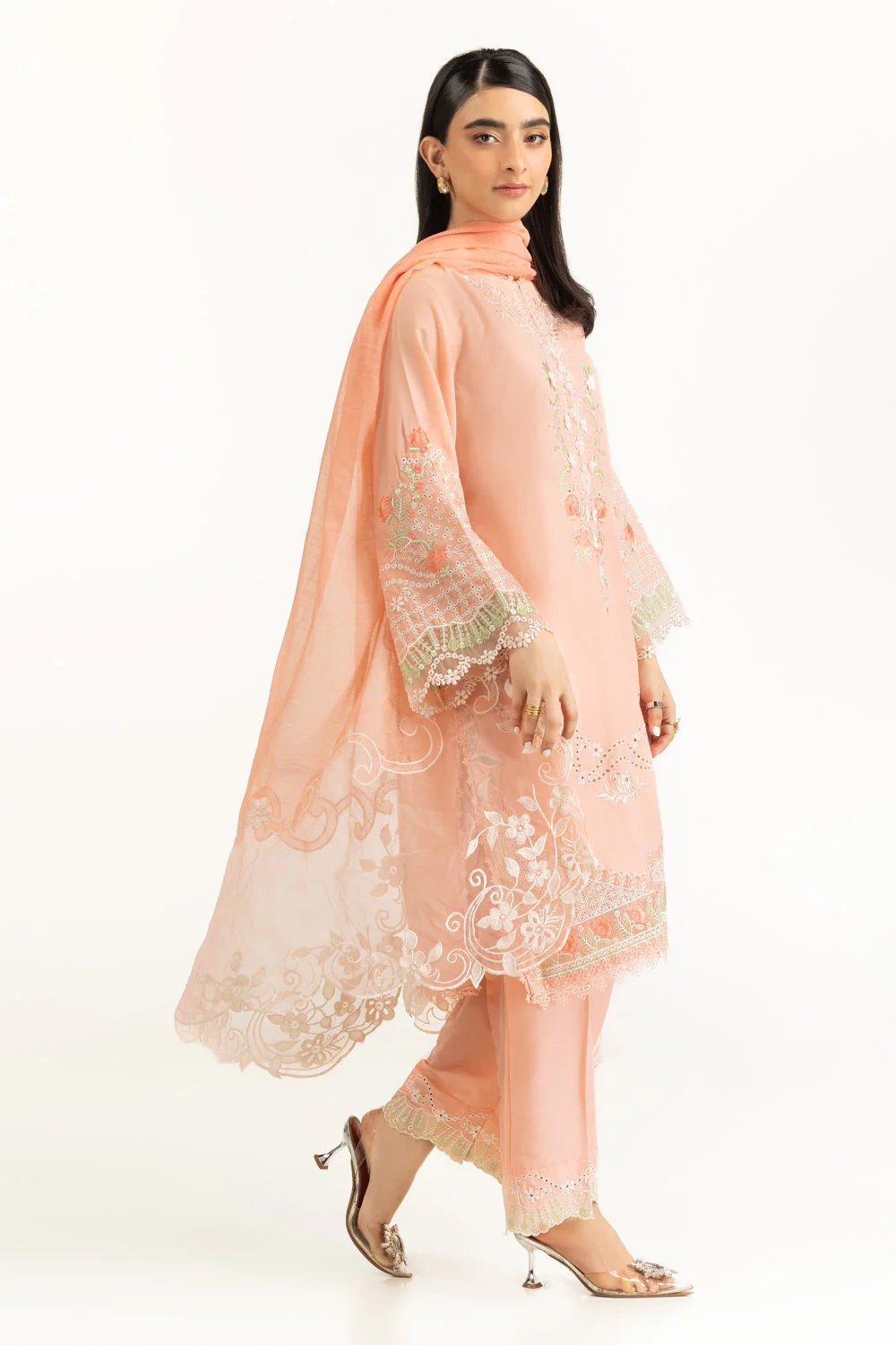 Poly Slub Embroidered Dupatta - Image 3