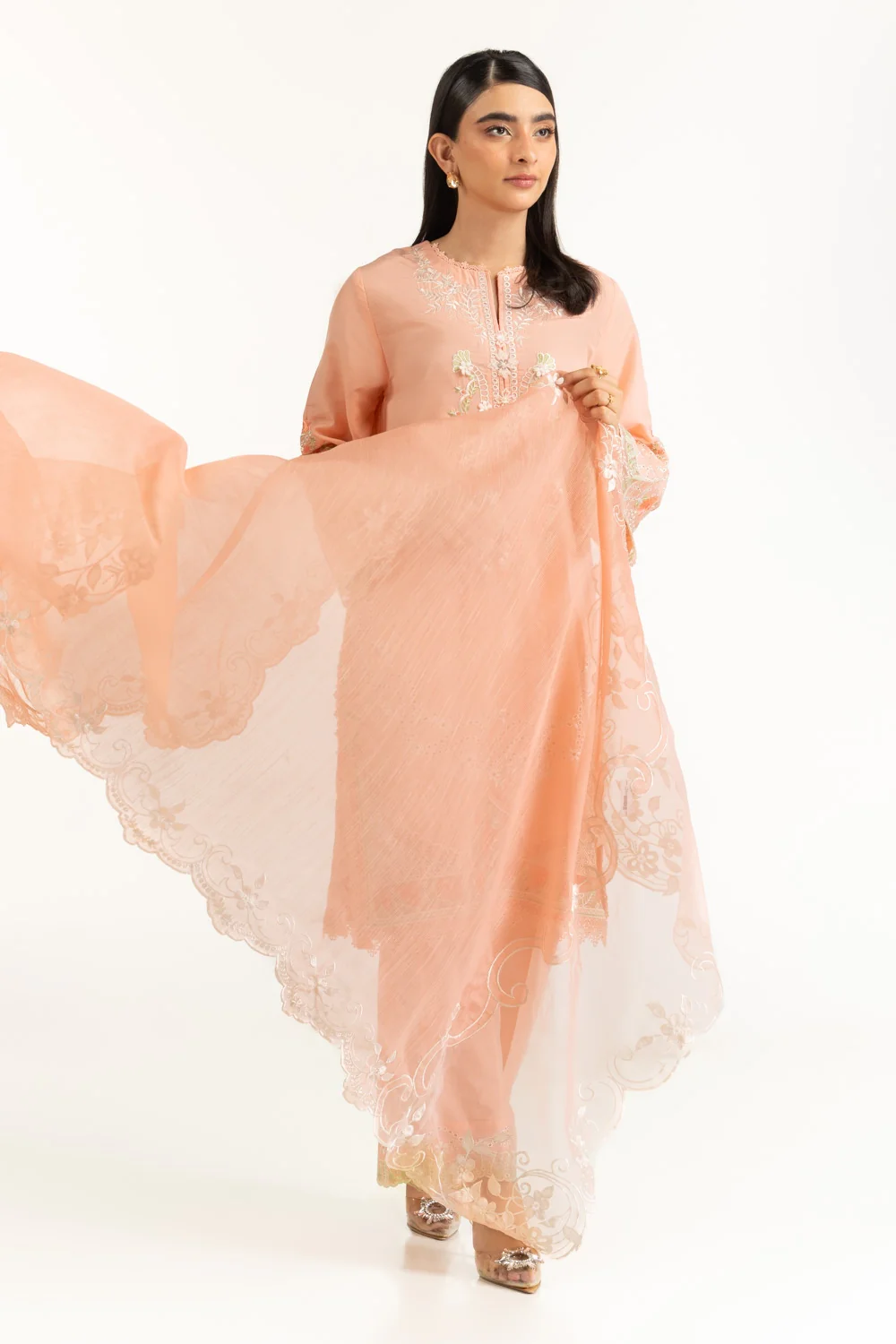 Poly Slub Embroidered Dupatta - Image 4