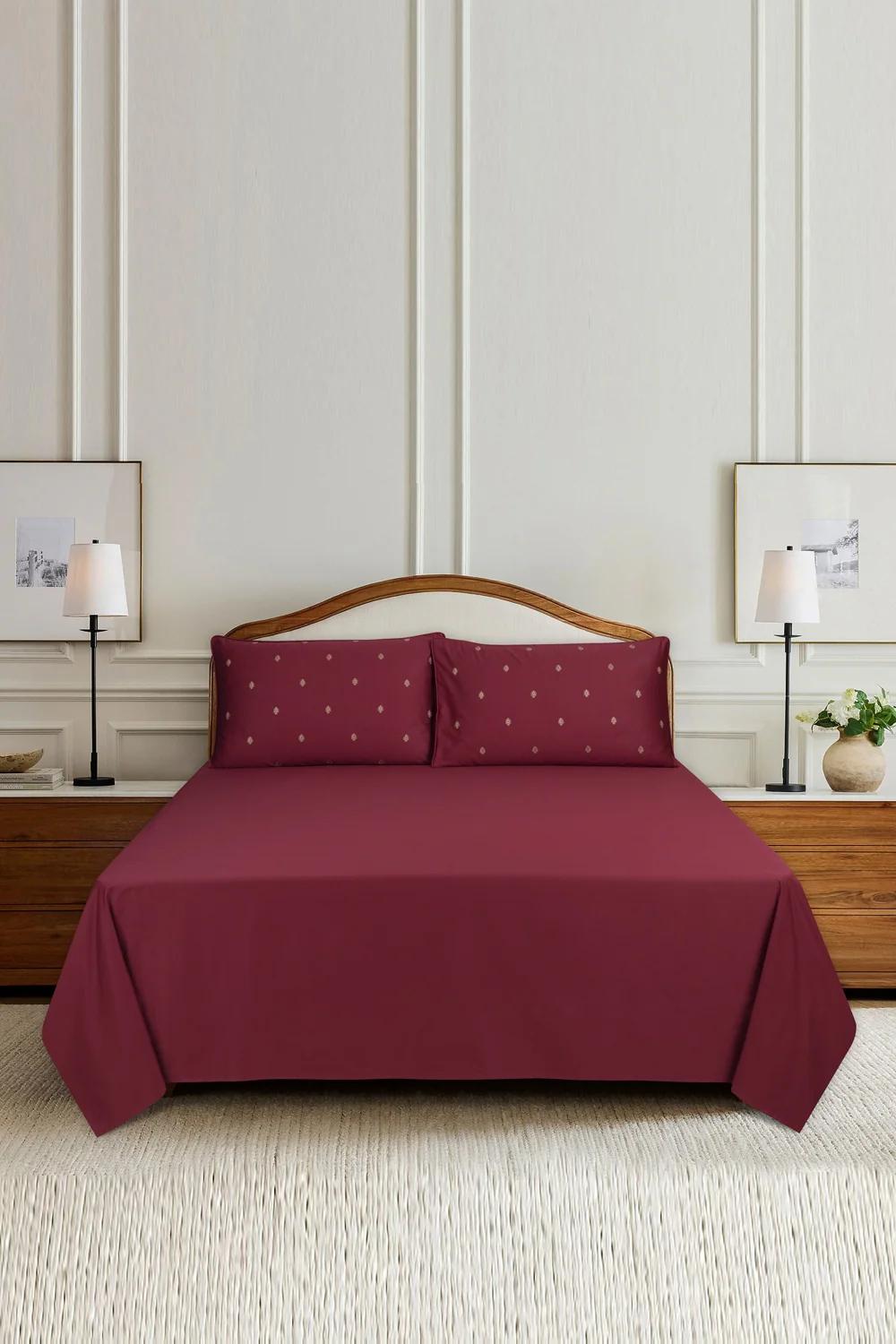 Pomegranate T-400 Embroidered Bed Sheet Set - Image 5