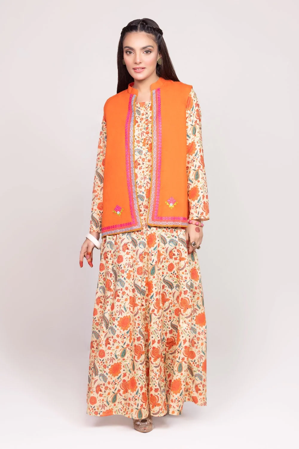 Printed Melody Embroidered WaistCoat - Image 2