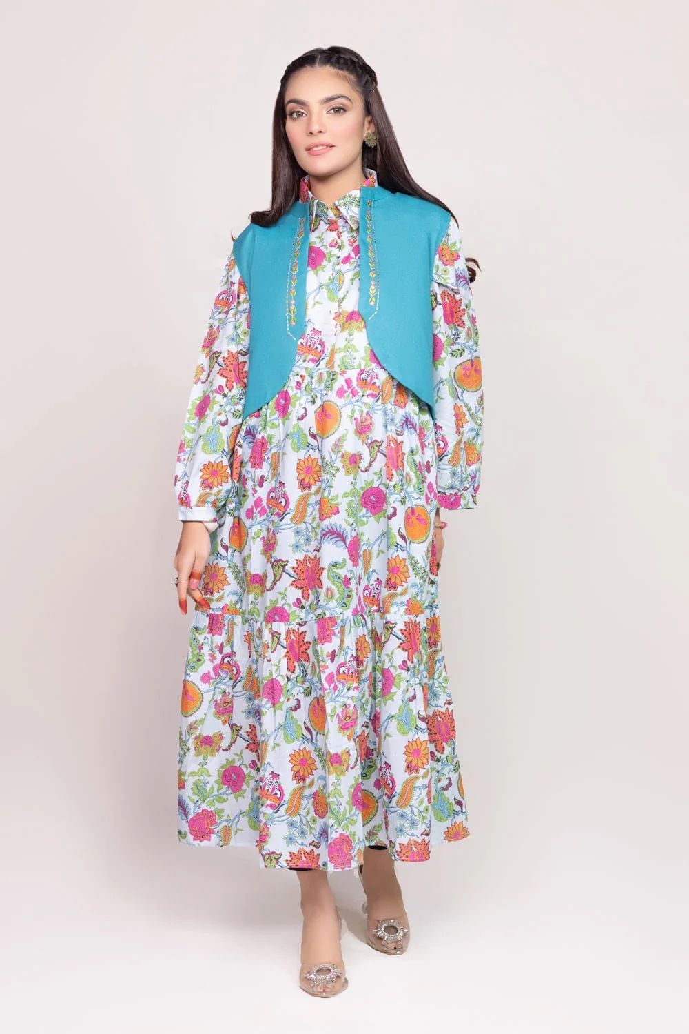 Printed Melody Embroidered WaistCoat - Image 2